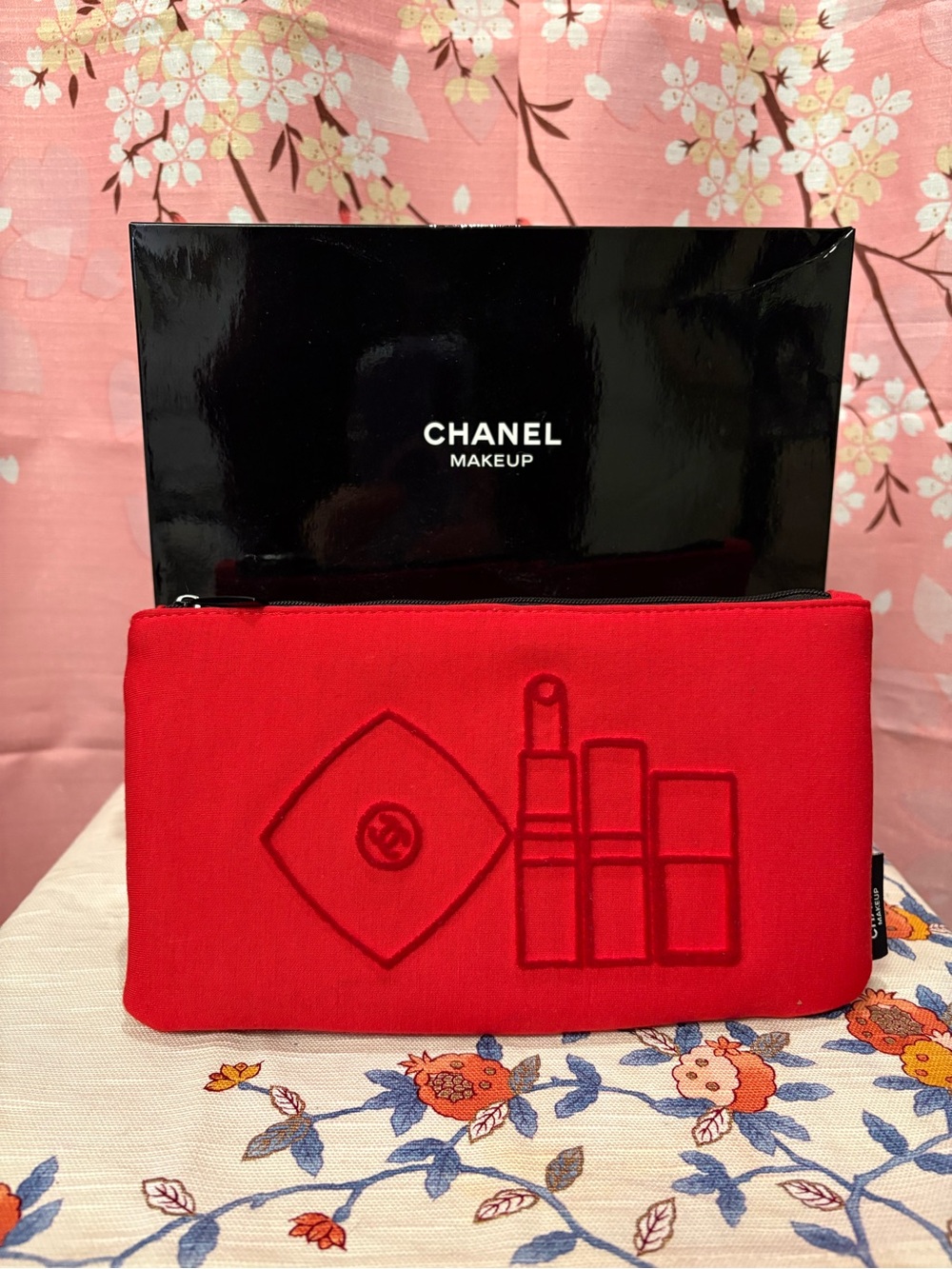 Chanel Beauty Makeup Cosmetic Bag Red New in Box
